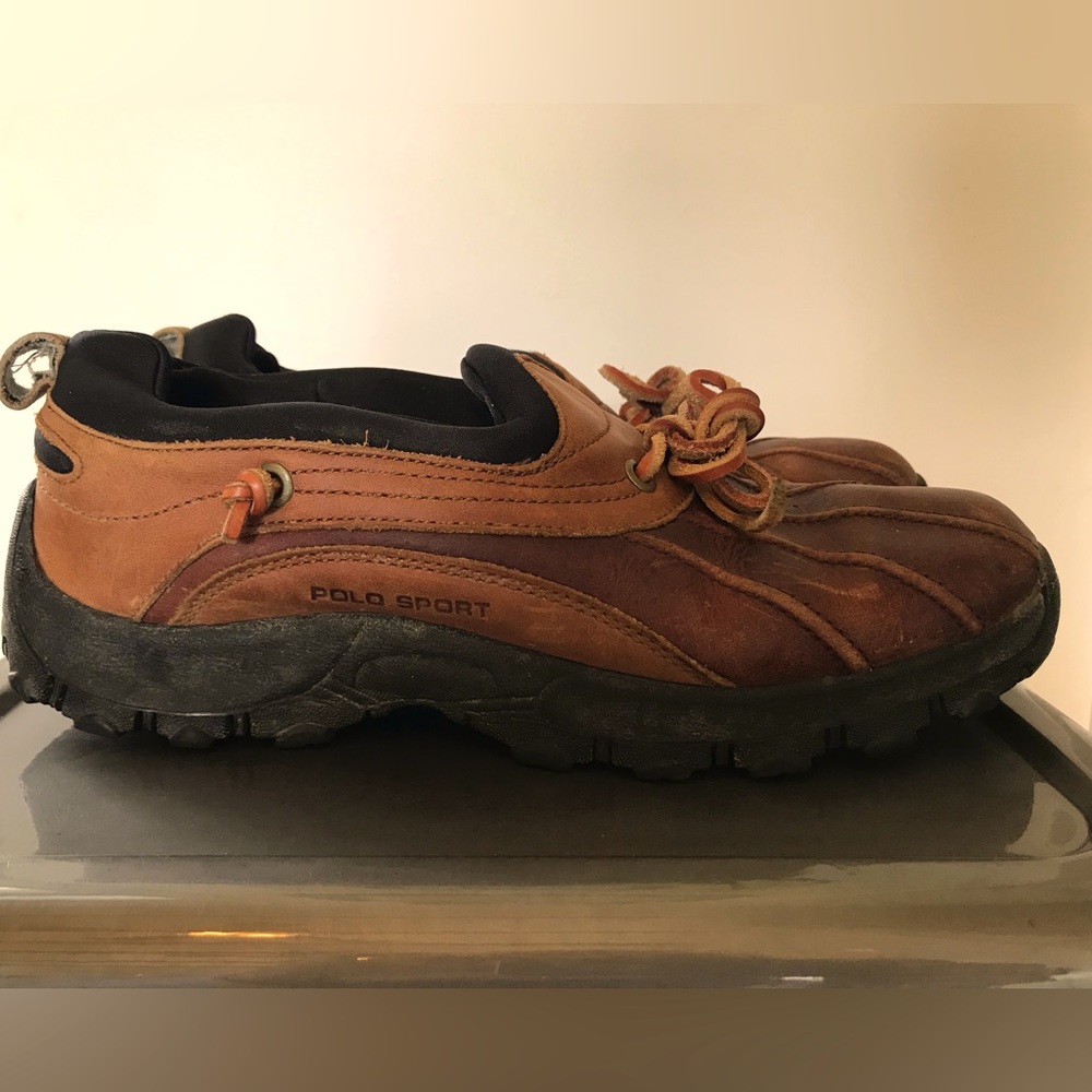 Ralph Lauren - Polo Sport leather slip on shoes.